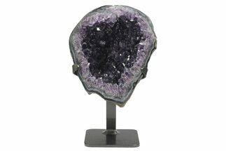 Dark-Purple Amethyst Geode Section With Metal Stand #233933