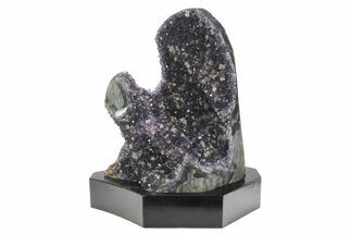 Amethyst Cluster with Calcite on Wood Base - Uruguay #233745