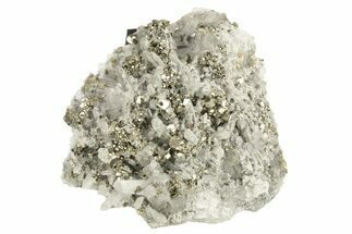 Gleaming, Striated Pyrite Crystals with Quartz Crystals - Peru #233385