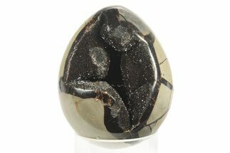 Septarian Dragon Egg Geode - Black Crystals #234988