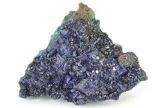 Sparkling Azurite Crystals on Fibrous Malachite - China #236672