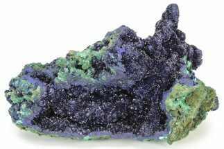 Sparkling Azurite Crystals on Fibrous Malachite - China #236684