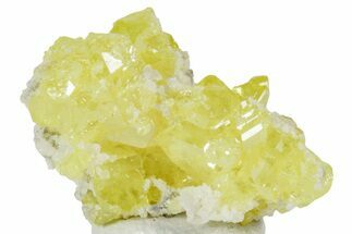 Striking Sulfur Crystals on Fluorescent Aragonite - Italy #238423