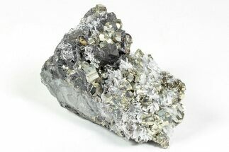 Gleaming Pyrite and Sphalerite (Marmatite) on Quartz - Peru #238937