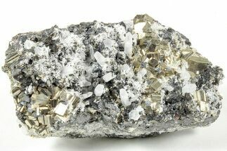 Gleaming Pyrite and Sphalerite (Marmatite) on Quartz - Peru #238942