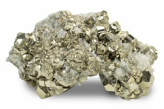 Gleaming Pyrite Crystals with Sparkling Quartz Crystals - Peru #238959