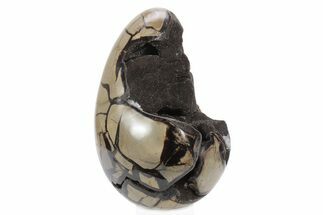 Septarian Dragon Egg Geode - Black Crystals #241554