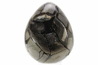 Septarian Dragon Egg Geode - Black Crystals #241556