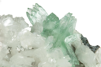 Gemmy, Green Apophyllite Crystals On Stilbite - India #243893