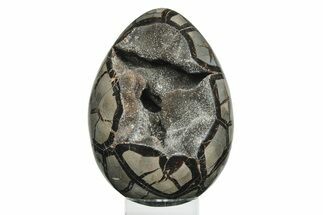 Septarian Dragon Egg Geode - Black Crystals #246122