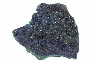 Sparkling Azurite Crystals on Fibrous Malachite - China #247731