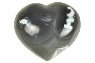 Polished Orca Agate Heart - Madagascar #249150