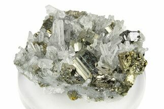 Gleaming Chalcopyrite & Sphalerite on Quartz - Peru #250291