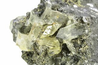 Glassy Yellow Anglesite Crystals on Galena - Morocco #251510