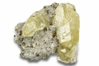 Calcite and Iridescent Chalcopyrite on Dolomite - Missouri #252132