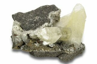 Calcite and Iridescent Chalcopyrite on Dolomite - Missouri #252133