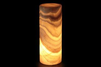 Tall Polished Banded Onyx (Aragonite) Cylinder Lamp - Includes LED Light #253287
