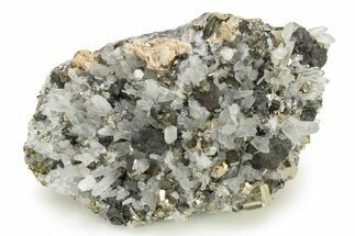 Brassy Chalcopyrite, Pyrite, and Sphalerite on Quartz - Peru #257276