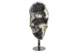 Sparkly Amethyst Geode With Metal Stand - Uruguay #257636