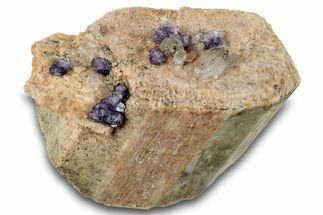 Peach Microcline Cluster With Purple Fluorite - Colorado #259956
