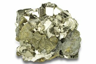 Gleaming, Striated Pyrite Crystal Cluster - Peru #260188