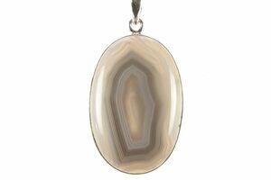 Necklace jewelry fashion Custom Silver Pendant - Banded Botswana Agate