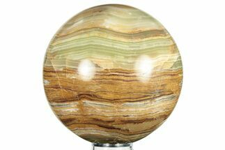 Polished Green Banded Calcite Sphere - Pakistan #266213