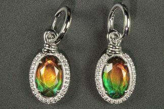 Flashy Ammolite Earrings with White Topaz Accent Stones #271755