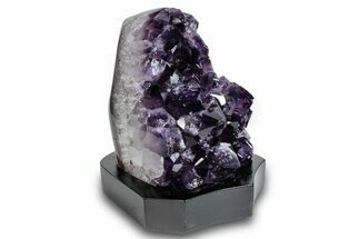 Large-Crystal Amethyst Cluster With Wood Base - Uruguay #275608