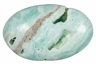 Polished Blue Caribbean Calcite Palm Stone #275582