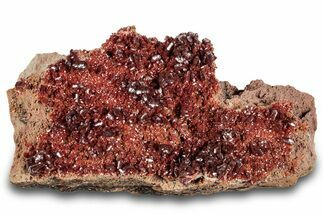 Glittering, Ruby Red Vanadinite Crystals on Barite - Morocco #278228