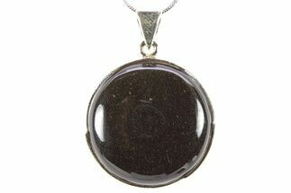 Golden Sheen Obsidian Pendant (Necklace) - Sterling Silver #278489