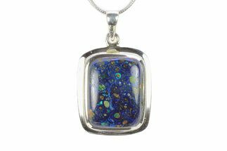 Watercolor Malachite and Azurite Pendant - Sterling Silver #278613