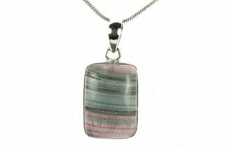 Banded Fluorite Pendant (Necklace) - Sterling Silver #278740
