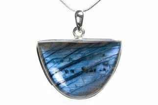 Brilliant Blue Labradorite Pendant with Chain #278282