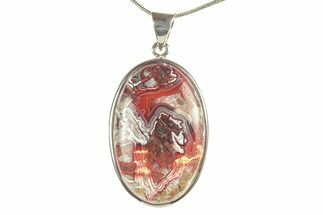 Polished Crazy Lace Agate Pendant - Sterling Silver #279080