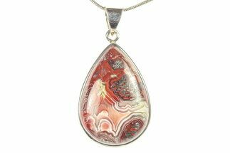 Polished Crazy Lace Agate Pendant - Sterling Silver #279082