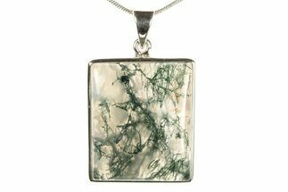 Polished Colorful Moss Agate Pendant - Sterling Silver #279585