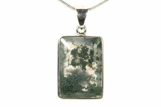 Polished Colorful Moss Agate Pendant - Sterling Silver #279593
