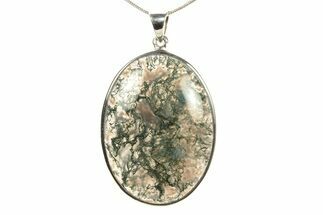 Polished Colorful Moss Agate Pendant - Sterling Silver #279597