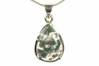 Polished Colorful Moss Agate Pendant - Sterling Silver #279621