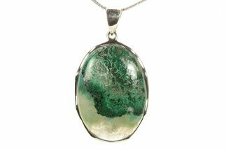 Polished Colorful Moss Agate Pendant - Sterling Silver #279626