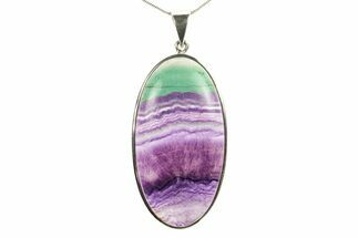 Banded Fluorite Pendant (Necklace) - Sterling Silver #279714