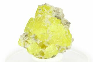 Yellow Sulfur Crystals on Fluorescent Aragonite - Italy #283235