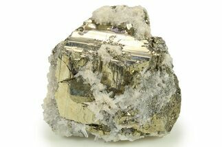 Gleaming Striated Pyrite Crystals with Quartz - Peru #287612