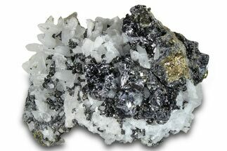 Glittering Galena on Pyrite and Quartz - Peru #291966