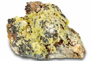 Bright Yellow Wulfenite on Dolomite - Morocco #293880