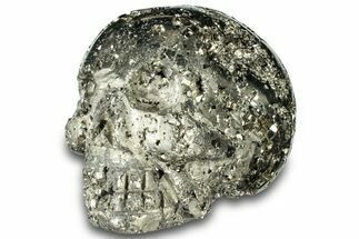 Polished Pyrite Skull With Pyritohedral Crystals #301486