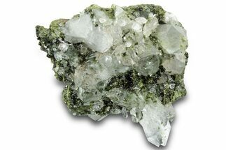 Sparkling Dark Green Epidote Crystals on Quartz - Turkey #301435