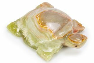 Carved Green Banded Calcite Turtle - Pakistan #301413